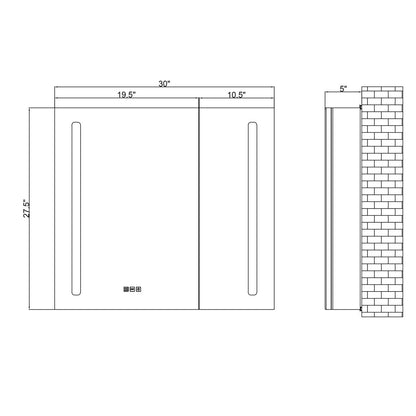 24" LED Aluminum Medicine Cabinet (Surface Mount/Recessed)
