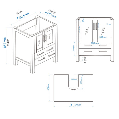 30" V9011 Vanity with Ceramic Sink (Matte White)