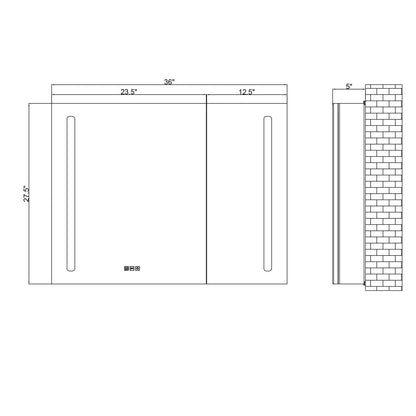 24" LED Aluminum Medicine Cabinet (Surface Mount/Recessed)