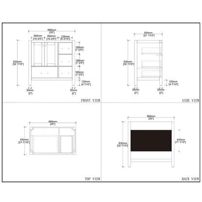36" V9008 Vanity & Quartz Countertop Combo (Royal Blue)