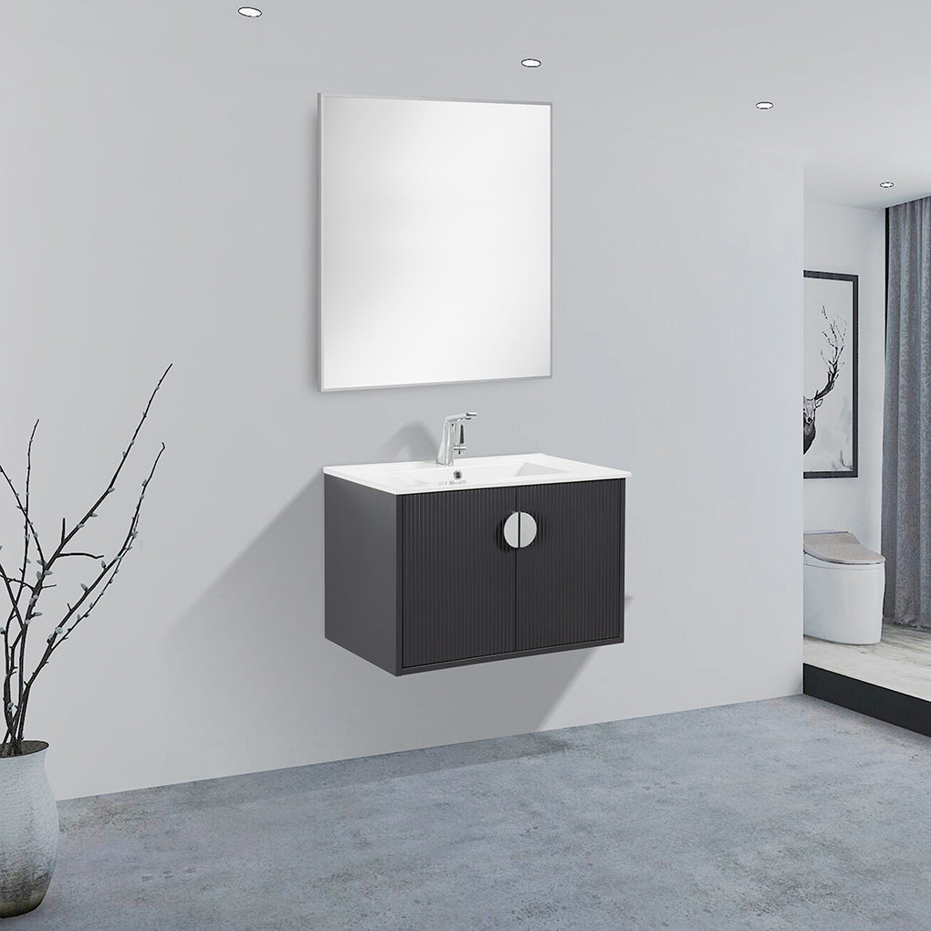 30" V9015 Series Wall Hung Vanity & Ceramic Sink (Granny Grey)