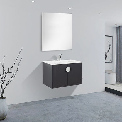 30" V9015 Series Wall Hung Vanity & Ceramic Sink (Granny Grey)