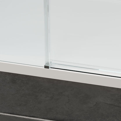 60" Amber Series Tub Door Frameless Sliding with Klearteck Treatment (3/8" Fixed + 5/16" Sliding )  (Brushed Nickel)