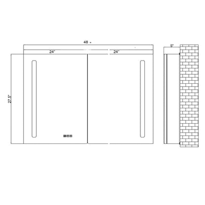 24" LED Aluminum Medicine Cabinet (Surface Mount/Recessed)