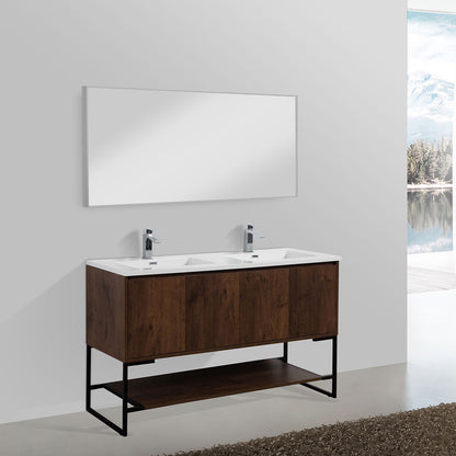 60" V9006 Allen Vanity & Double Acrylic Basins (Rose Wood)