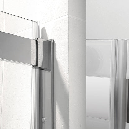 60" Ayden Series Tub Door Frameless Bypass  with Klearteck Treatment (3/8" Thickness) (Chrome)