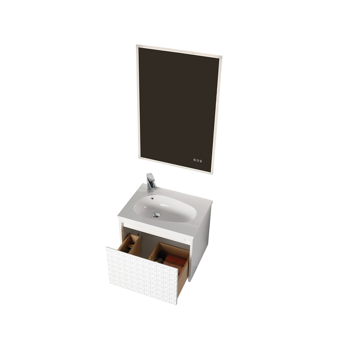 Thun 24″ Vanity With Droplet-Shaped Basin (LED Illuminated)