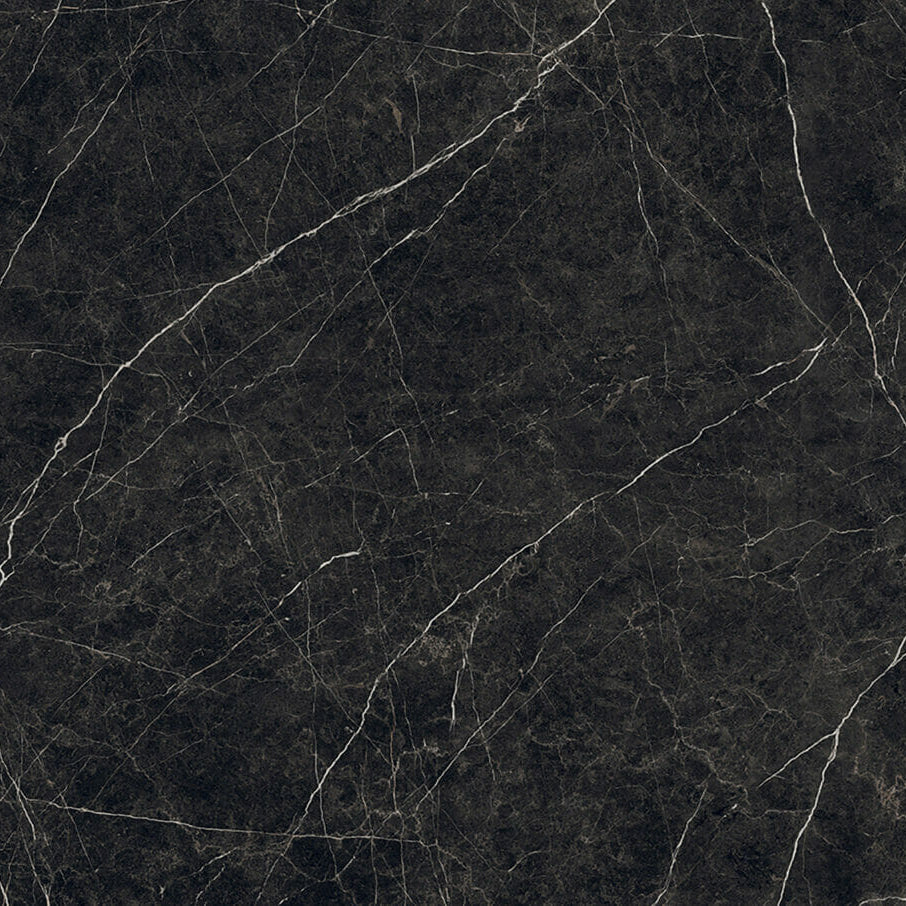 511 Smokestone, a midnight-black marble with white lightning lines and crystallin textures in Ultra-Rough finish.