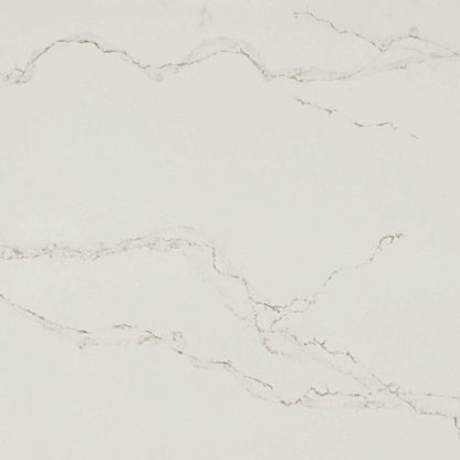 Statuario Nuvo marble pattern featuring creamy white background with dark grey and soft brown veining.