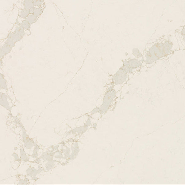 5116 Calacatta Nectar marble surface, featuring white base with gold and grey veining for luxurious home decor.