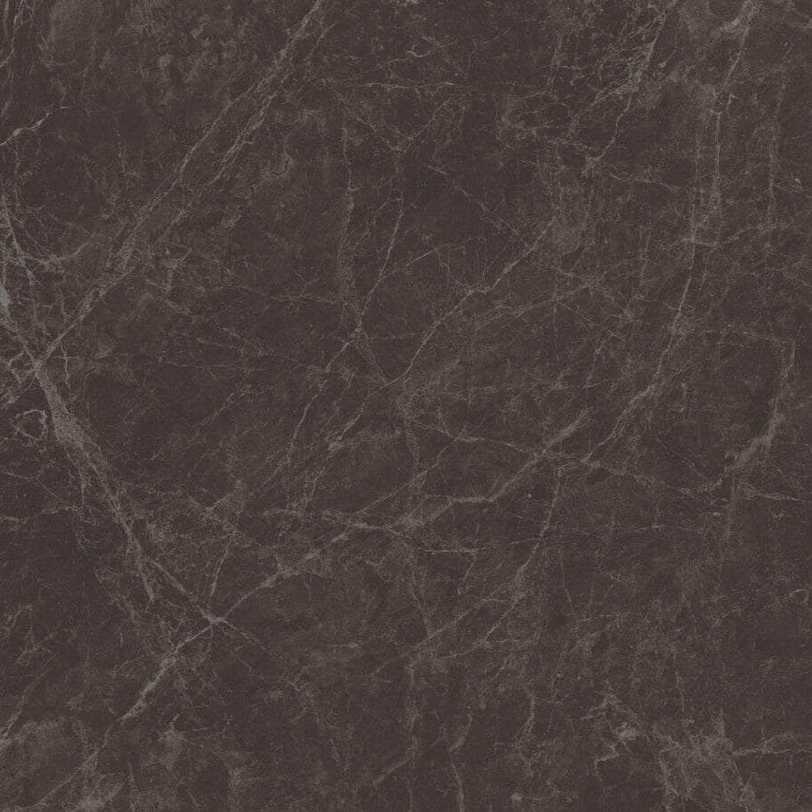 Ultra Rough dark brown stone with chalky lines and putty-brown veins, showcasing earthy tones and dynamic markings.