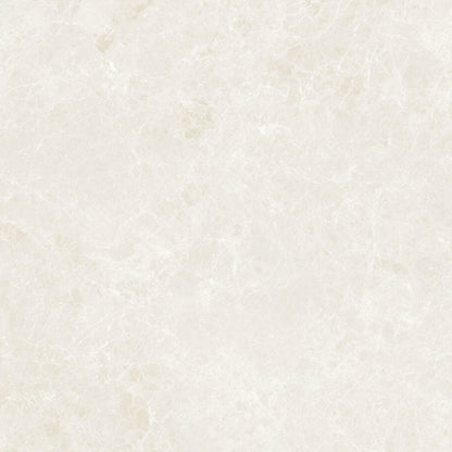 Warm white surface with subtle tones, icy veins, and caramel accents, resembling luxury marble and soft silk finish.