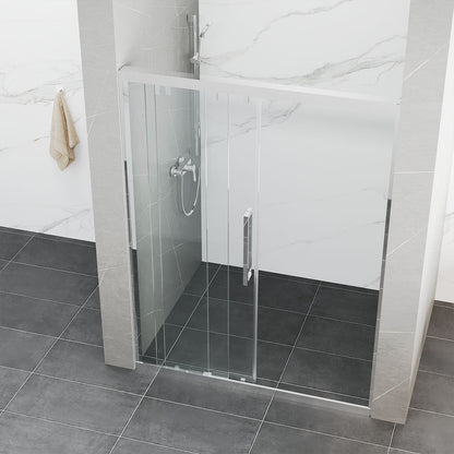 42" Monaco Sliding Shower Door (5/16" thickness) (3 Panels) (Chrome)