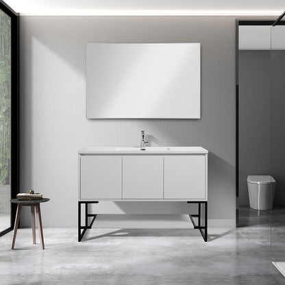 48" V9006 Allen Vanity &  Acrylic Basin (Glossy White)
