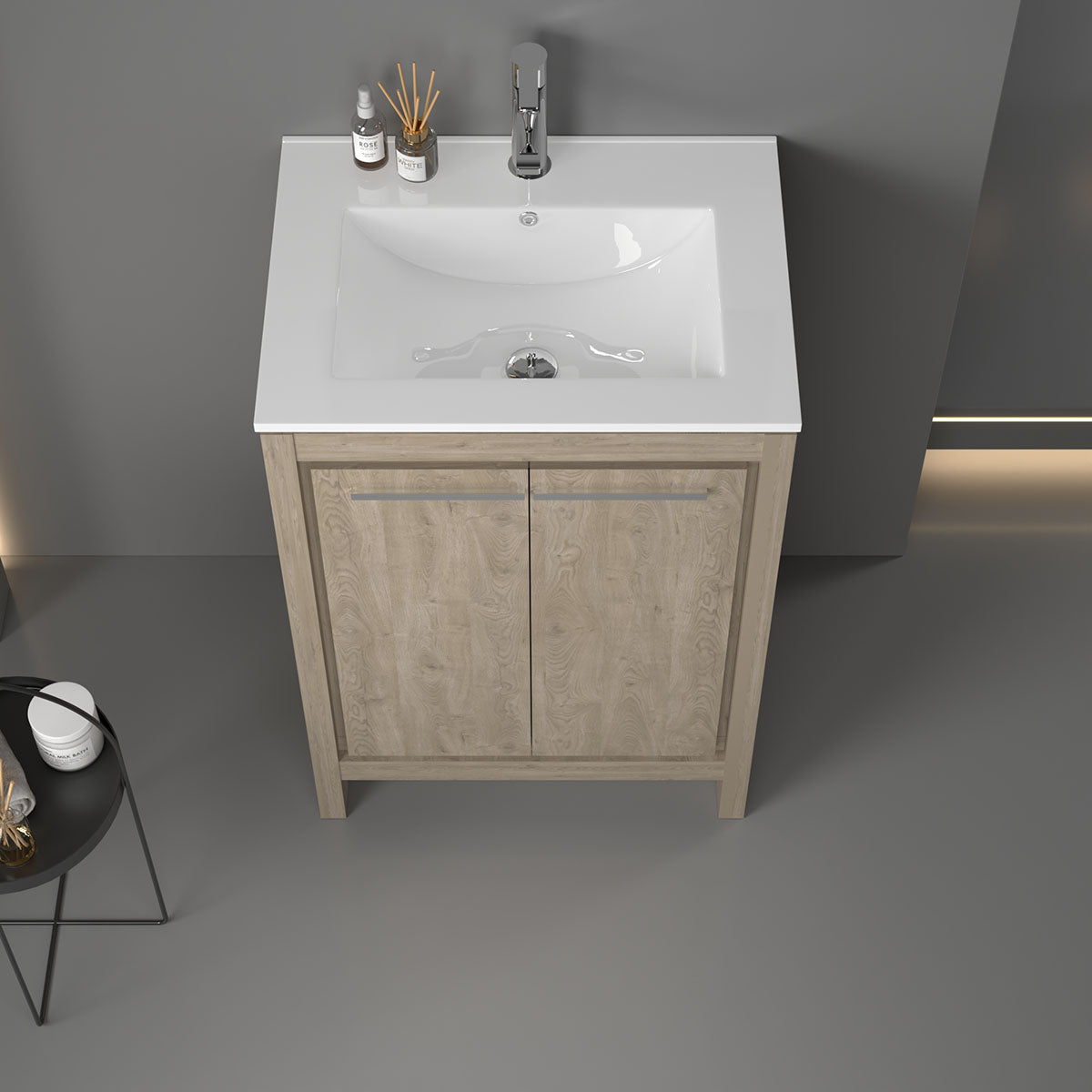 24" V9004 Vanity with Ceramic Sink (E.Oak)