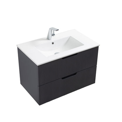 30" V9018 Series Sylvia Wall Hung Vanity & Ceramic Sink (Granny Grey)
