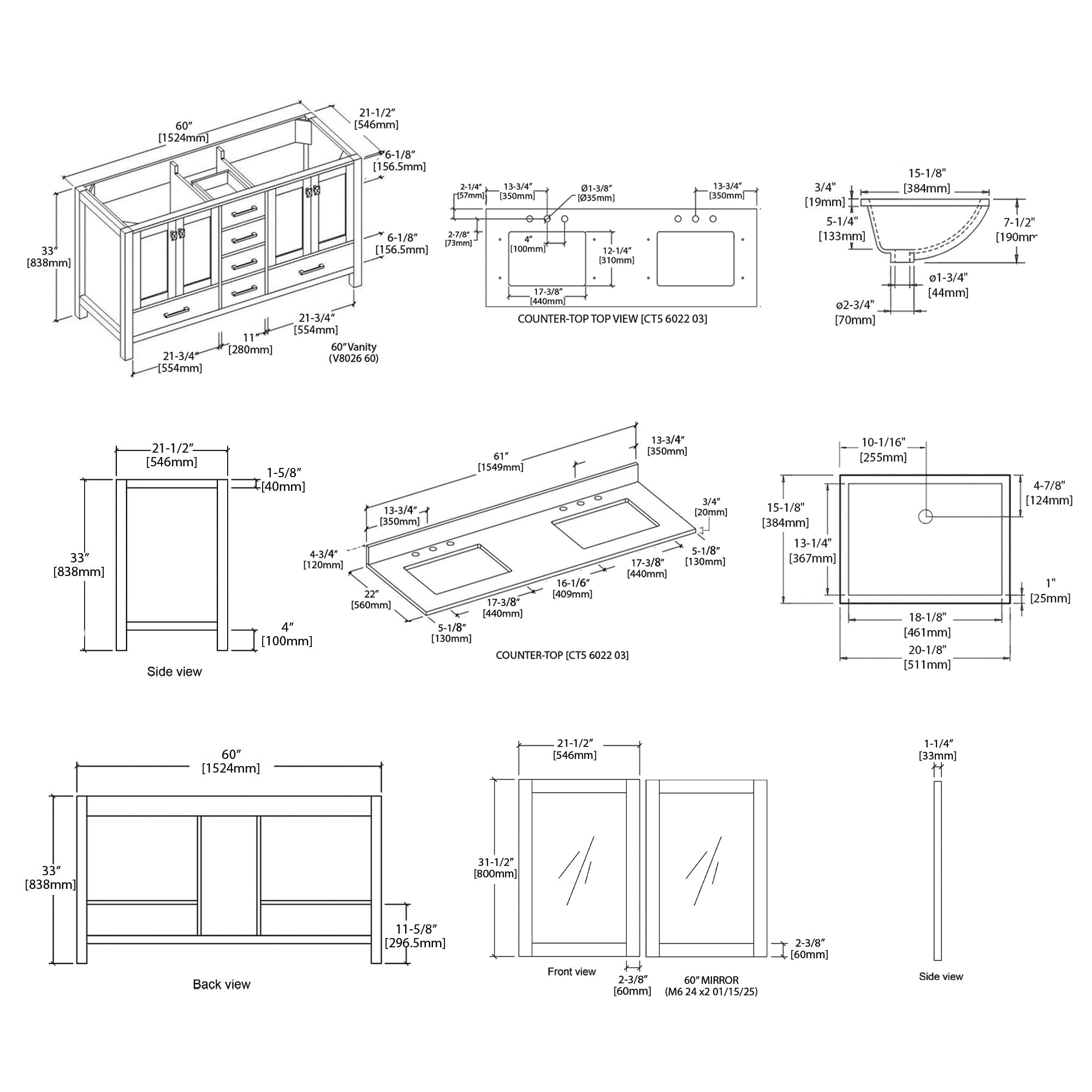 Geneva 60″ Vanity
