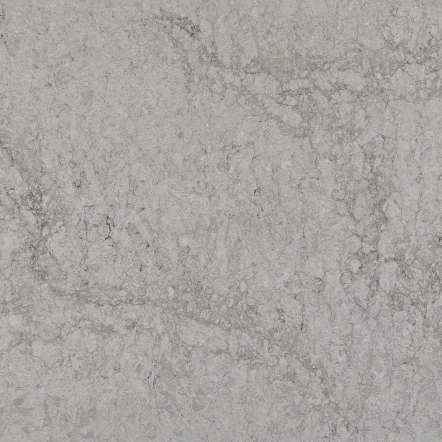 Light taupe canvas with swirly brown and grey veins, showcasing a rich, creamy texture in 6046 Moorland Fog.