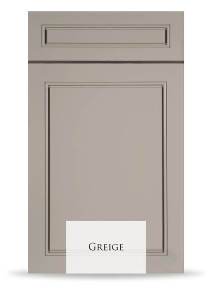 Greige cabinet front by J&K, featuring superior construction with solid wood for durability and style.