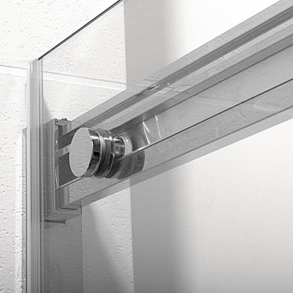60" Ayden Series Tub Door Frameless Bypass with Klearteck Treatment (3/8" Thickness) (Brushed Nickel)