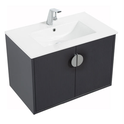 30" V9015 Series Wall Hung Vanity & Ceramic Sink (Granny Grey)