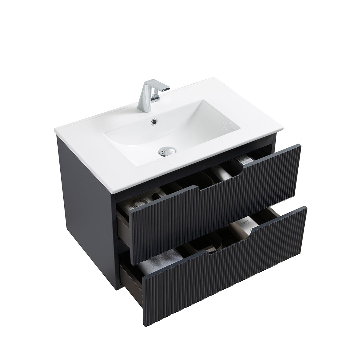 30" V9018 Series Sylvia Wall Hung Vanity & Ceramic Sink (Granny Grey)