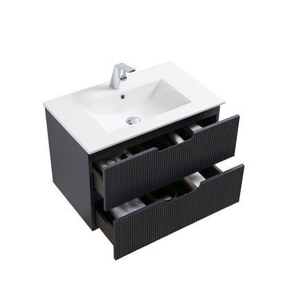 30" V9018 Series Sylvia Wall Hung Vanity & Ceramic Sink (Granny Grey)