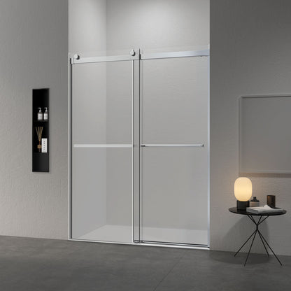 44" Kenny Series Frameless Bypass Shower Door with Klearteck Treatment (5/16" Thickness) (Chrome)