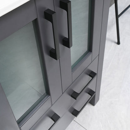 30" V9011 Vanity with Ceramic Sink (Matte Grey)