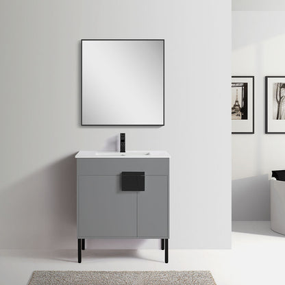 30" V9003 Vanity with Ceramic Sink (Matte Grey)