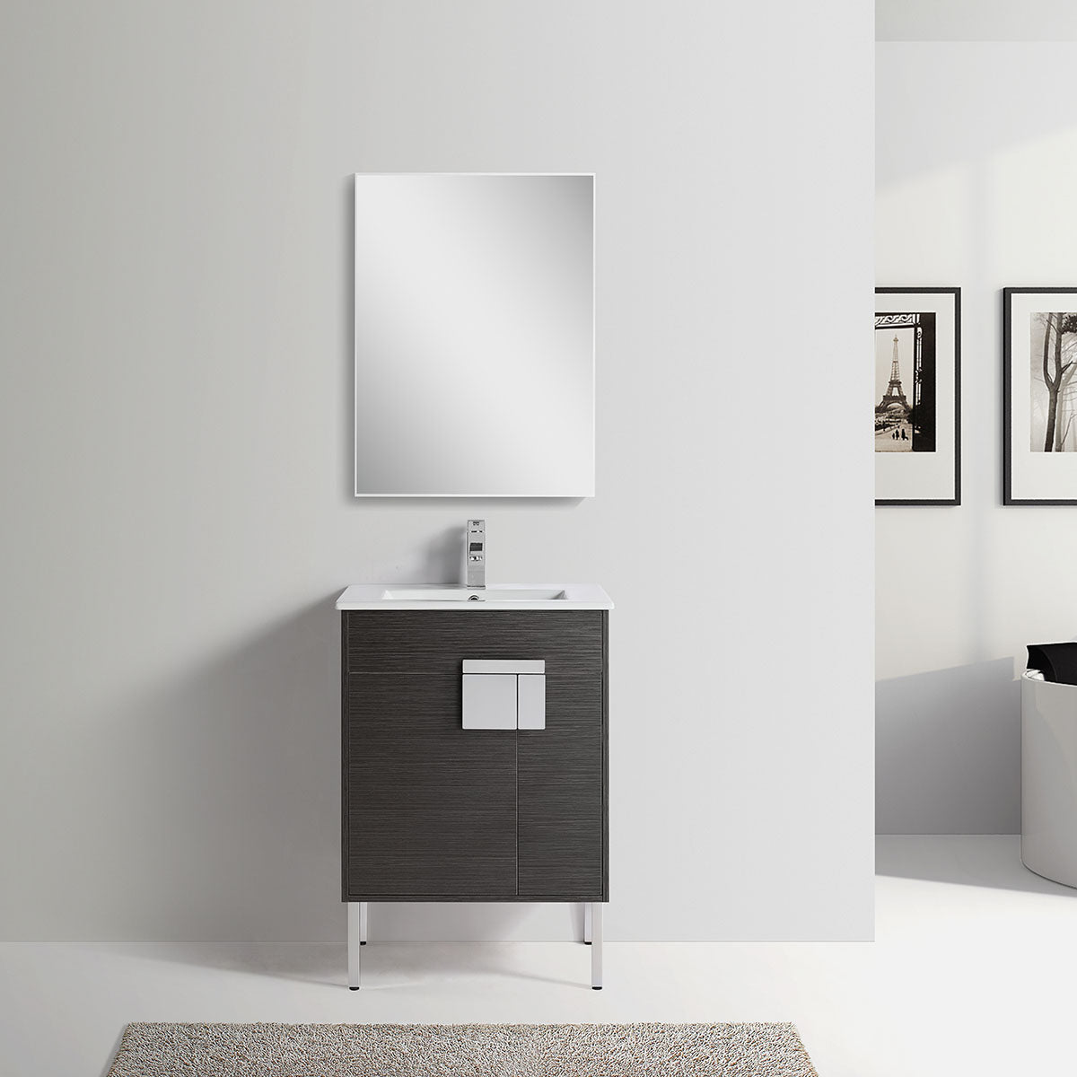 24" V9003 Vanity with Ceramic Sink (Charcoal Grey)