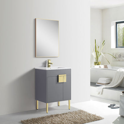 24" V9003 Vanity with Ceramic Sink (Matte Grey)