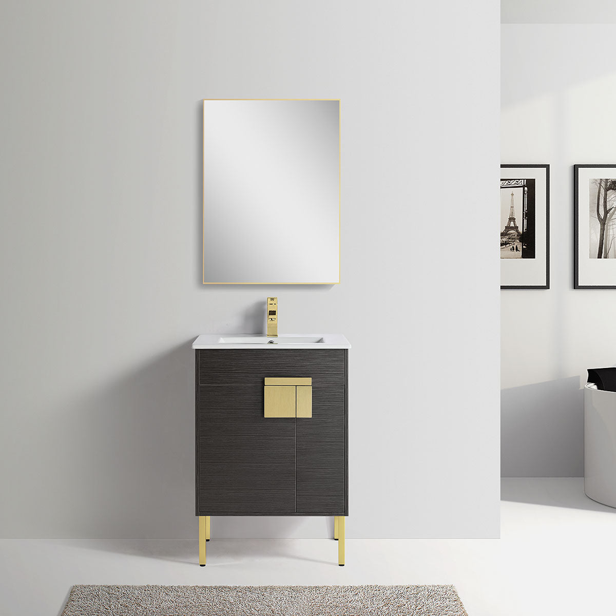 24" V9003 Vanity with Ceramic Sink (Charcoal Grey)
