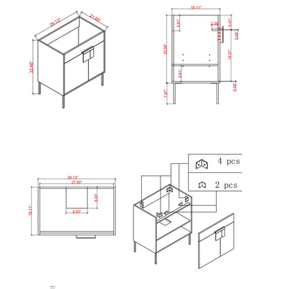 30" V9003 Vanity with Ceramic Sink (Sonoma Oak)