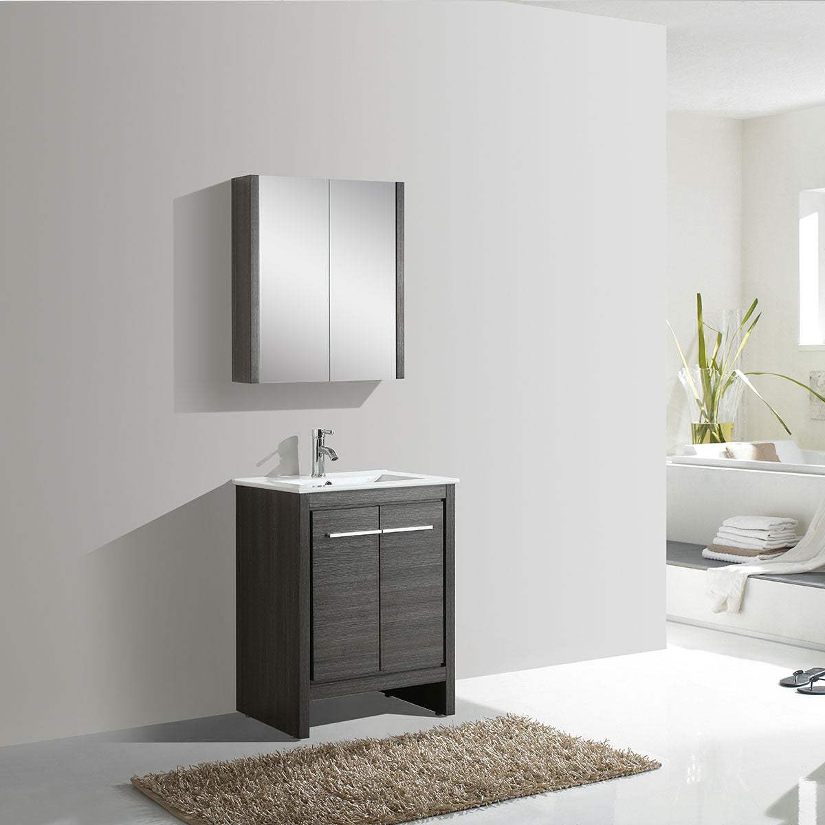 24" V9004 Vanity with Ceramic Sink (Charcoal Grey)