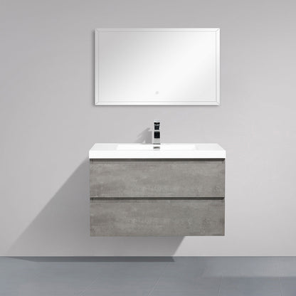 36" V9005 Angela Wall Hung Vanity & Acrylic Basin (Cement Grey）