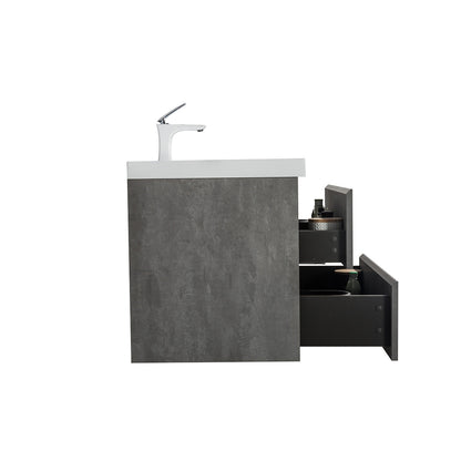 36" V9005 Angela Wall Hung Vanity & Acrylic Basin (Cement Grey）