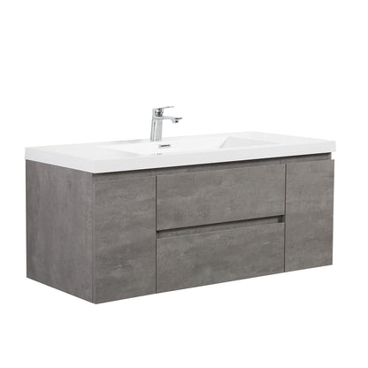 48" V9005 Angela Wall Hung Vanity & Acrylic Basin (Cement Grey）