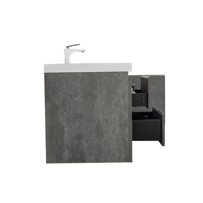 60" V9005 Angela Wall Hung Vanity & Acrylic Double Basins (Cement Grey）