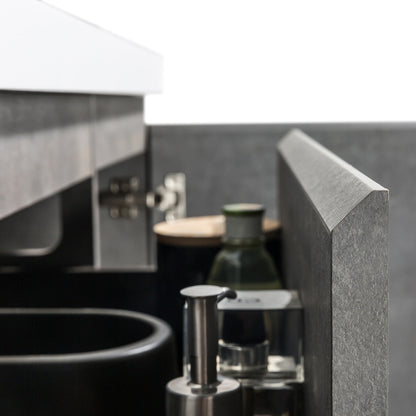 60" V9005 Angela Wall Hung Vanity & Acrylic Double Basins (Cement Grey）