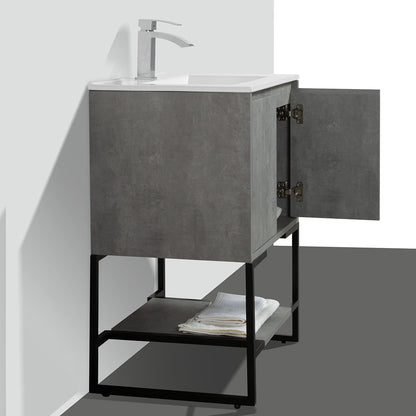 24" V9006 Allen Vanity with Ceramic Sink (Cement Grey)