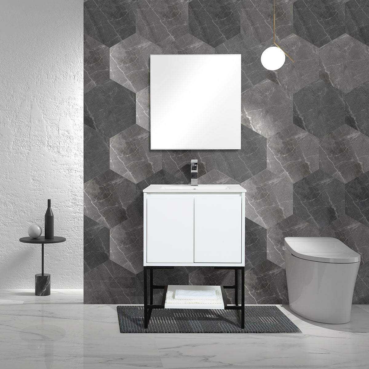 24" V9006 Allen Vanity with Ceramic Sink (Glossy White)