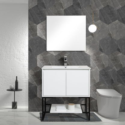 24" V9006 Allen Vanity with Ceramic Sink (Glossy White)