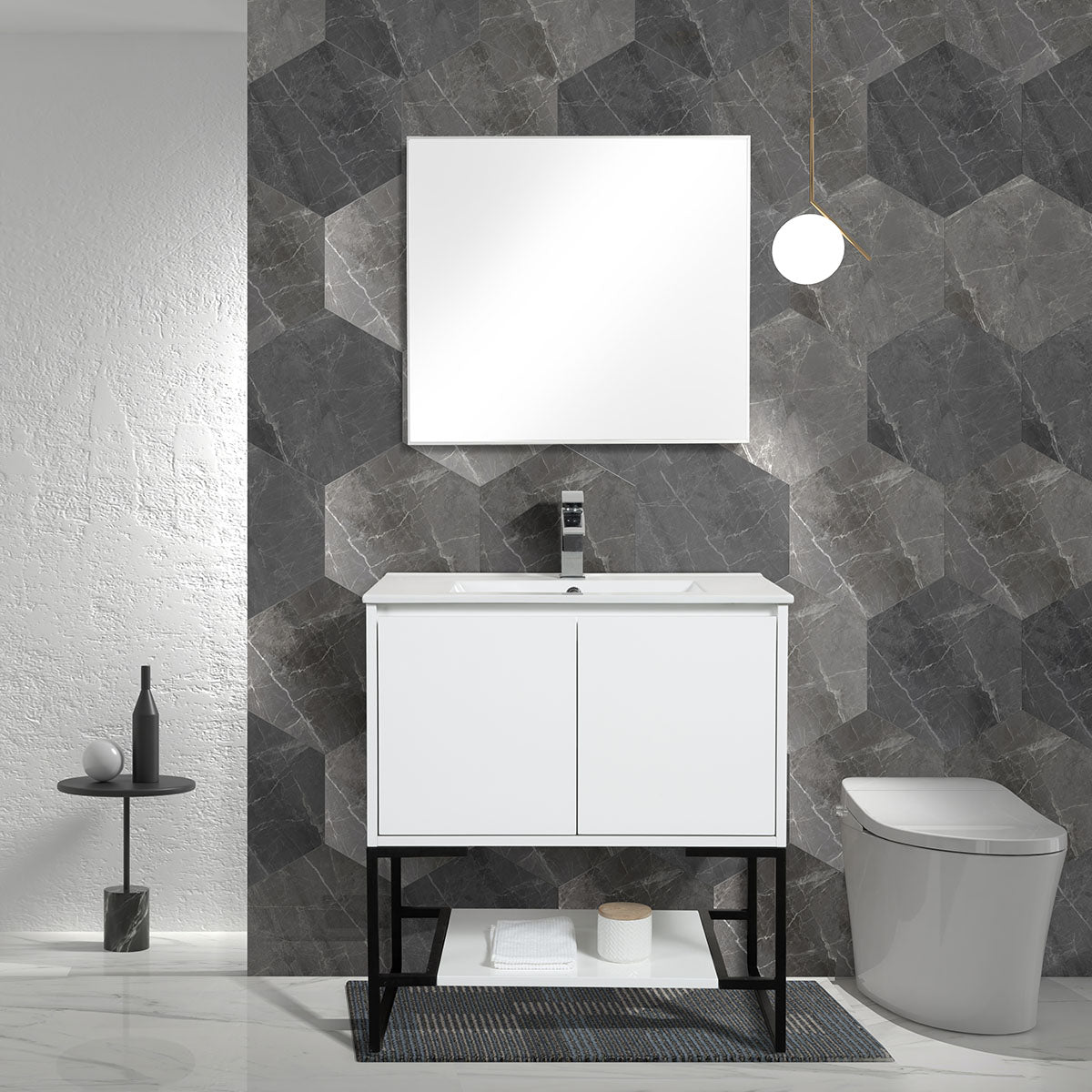 30" V9006 Allen Vanity with Ceramic Sink (Glossy White)