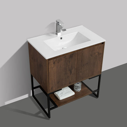 30"  V9006 Allen Vanity with Ceramic Sink (Rose Wood)