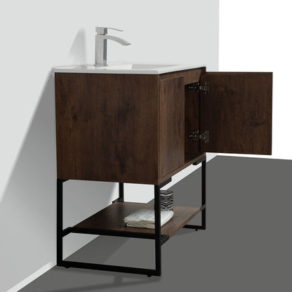 30"  V9006 Allen Vanity with Ceramic Sink (Rose Wood)