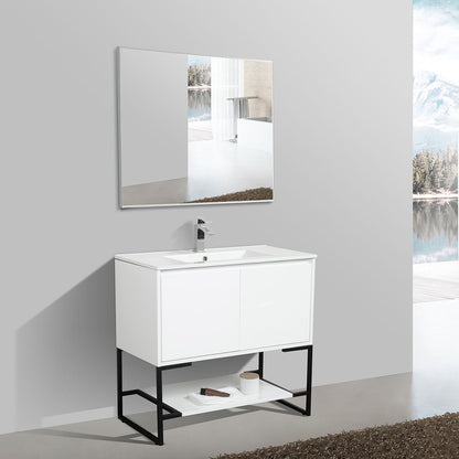 36" V9006 Allen Vanity with Ceramic Sink (Glossy White)