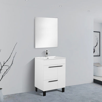 24" V9007 Gill Vanity & Ceramic Sink (Glossy White)