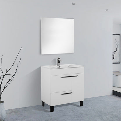 30" V9007 Gill Vanity & Ceramic Sink (Glossy White)