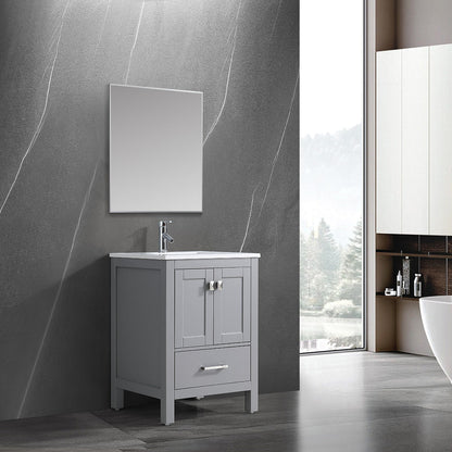 24" V9008 Vanity & Quartz Countertop Combo (Matte Grey)